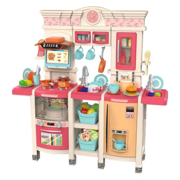 Juguete de cocina rosada infantil interactiva con accesorios para ninas.