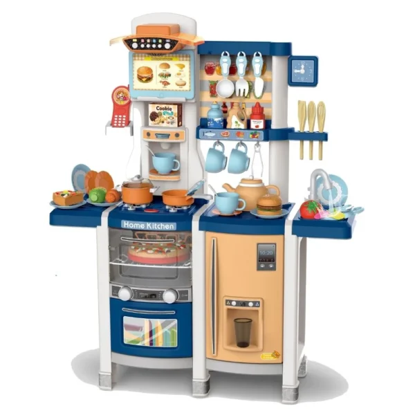 Cocina interactiva con agua, vapor, luz, y sonido de 65 piezas azul