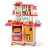 Cocina interactiva con agua, vapor, luz, y sonido de 65 piezas rosada