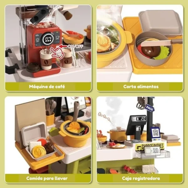 Carrito sanguchero rojo con luz agua, vapor, luz y sonido