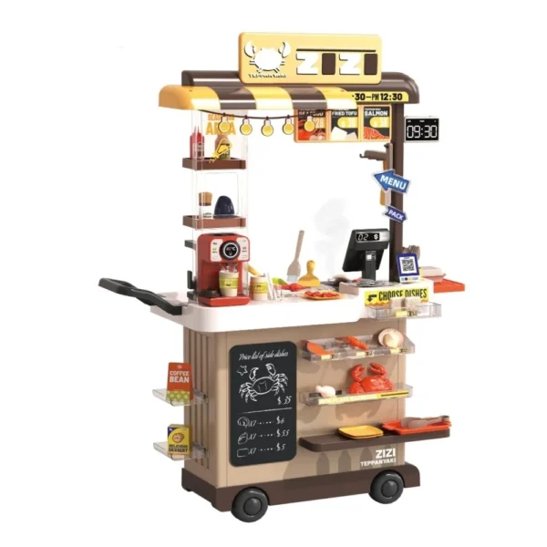 Carrito sanguchero rojo con luz agua, vapor, luz y sonido beige