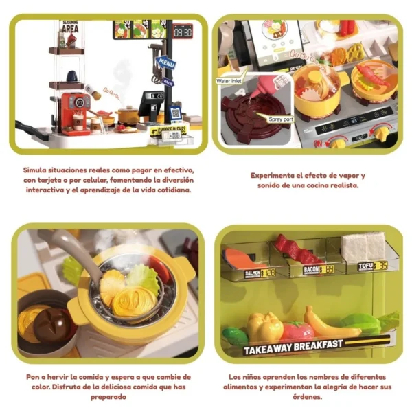 Carrito sanguchero rojo con luz agua, vapor, luz y sonido