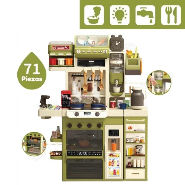 Juguete cocina infantil con horno, lavadero y accesorios para ninos y ninas