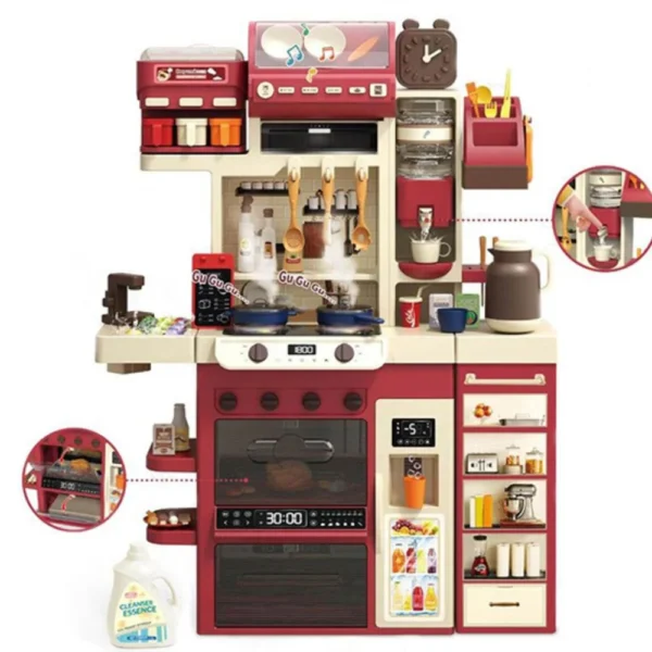 Cocina de juguete multifuncion con accesorios para ninos y ninas.