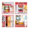 Cocina interactiva con agua, vapor, luz, y sonido de 65 piezas rosada