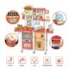 Cocina interactiva con agua, vapor, luz, y sonido de 65 piezas rosada